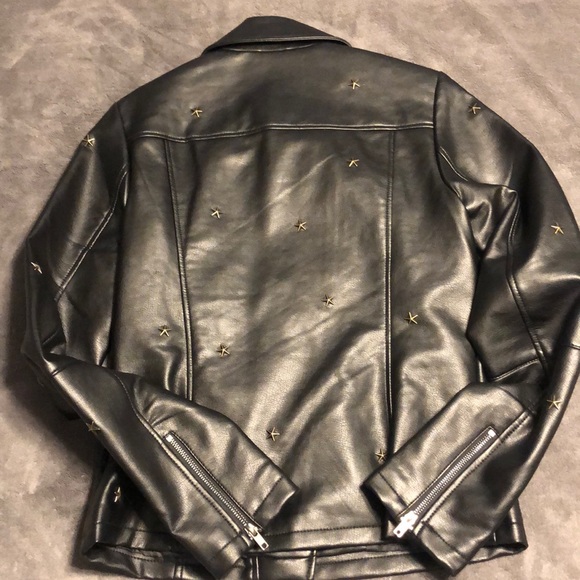 Long Tall Sally Faux Leather Star Studded Jacket 8 - Picture 5 of 7